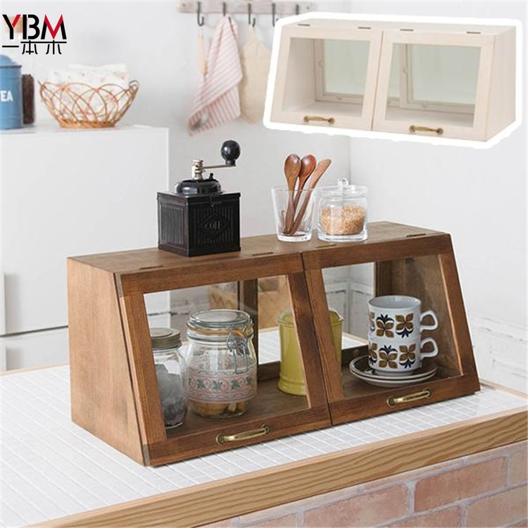日式纯实木厨房收纳柜碗柜调料柜小型餐边柜餐桌整理柜玻璃储物柜