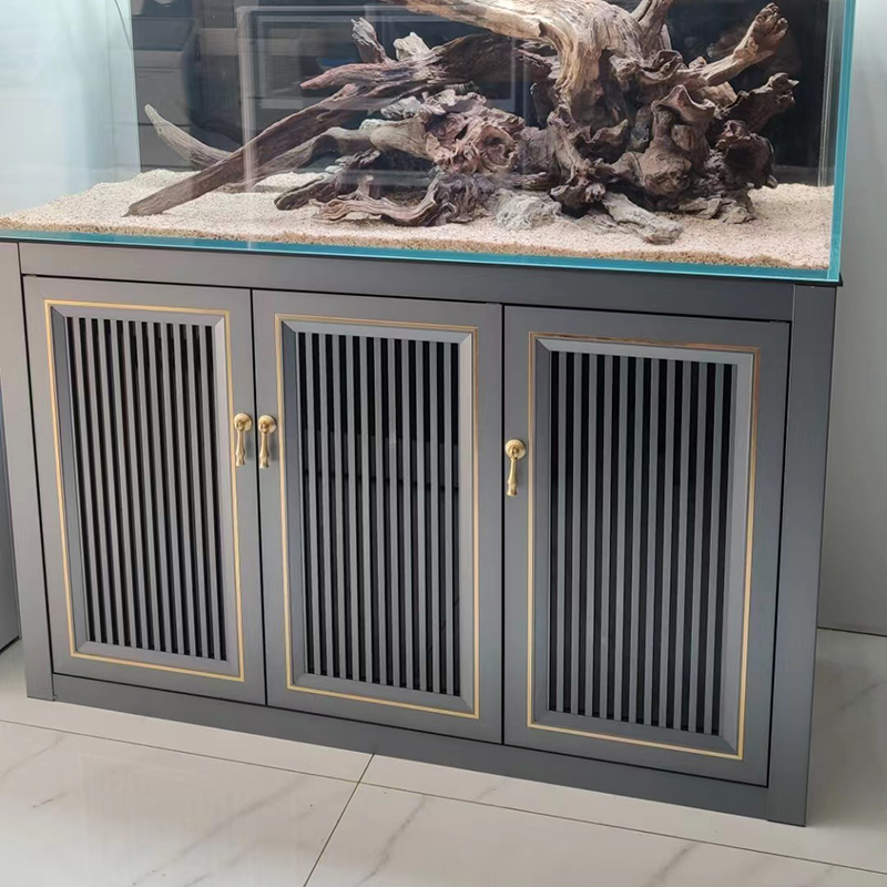 鱼缸柜底柜铝合金水草造景生态柜子底座轻奢中式草缸地柜架子定制