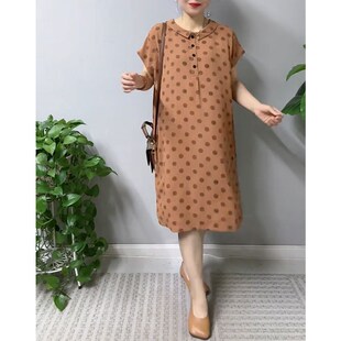 新款娃娃领连衣裙女2025夏季小个子洋气遮肚子显瘦中长款过膝裙子