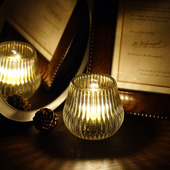 饰摆件 玻璃蜡烛台小烛杯底座浪漫光影效果餐桌装 鱼鳞杯 水滴杯