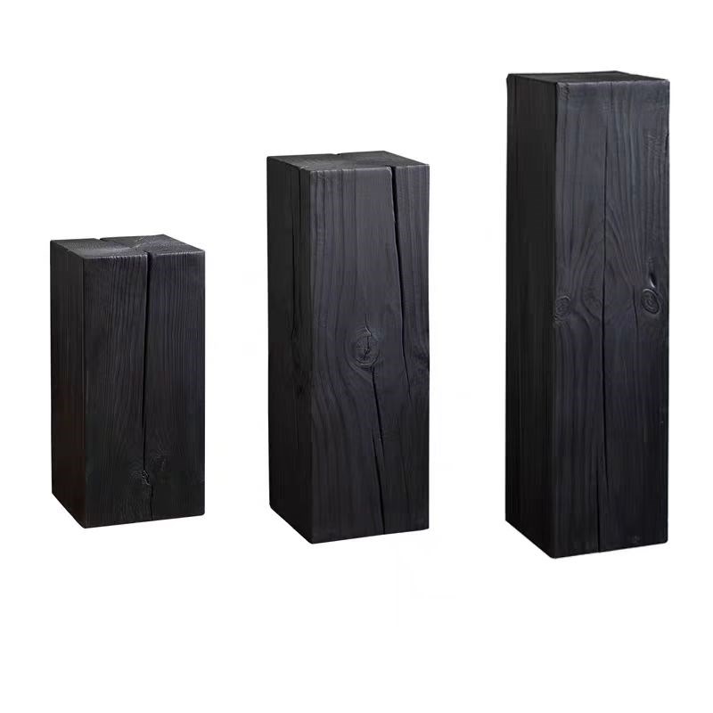 碳化黑根雕实木木墩展示地台底座方形立柱服装展示架产品陈列展柜