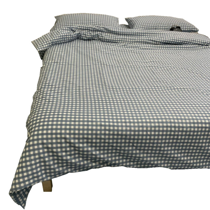 纯棉床单单件蓝白格学生贴身睡单男生宿舍单人被罩三件套全棉被套