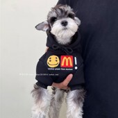 宠物猫咪狗狗秋冬衣服 中小大型犬 黑色连帽笑脸亲子加绒纯棉卫衣