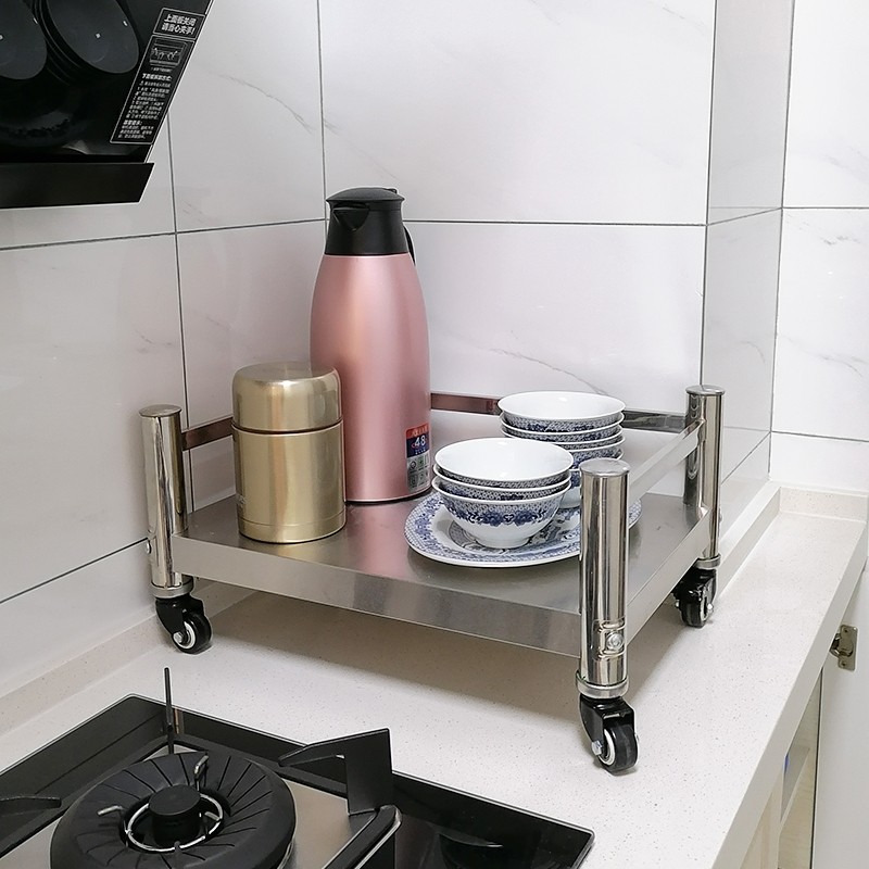 移动调味瓶罐台面置物架带轮围栏单层厨房油盐酱醋瓶不锈钢调料架
