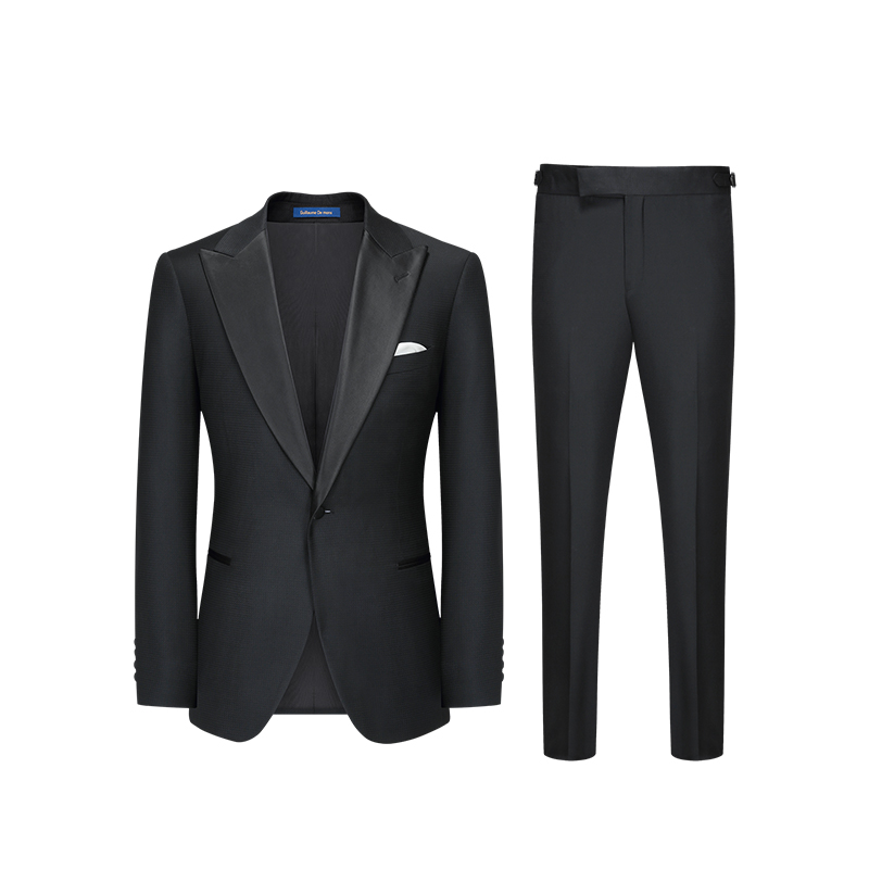 澳嘉男士结婚西服套装戗驳领新郎婚礼服商务正装羊毛塔士多西装男