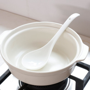 陶瓷小勺子 稀饭勺粥勺汤匙调羹酒店马戈勺厨房 家用长柄大号汤勺