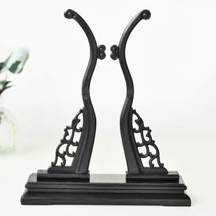 团扇折扇扇架子扇托扇座折扇宣纸扇扇架榉木黑檀木花