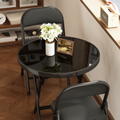 折叠桌子餐桌家用小户型阳台小圆桌咖啡店窗边桌户外治谈桌椅组合