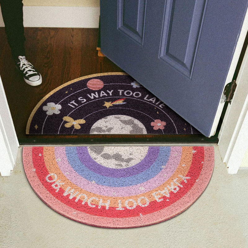 彩虹半圆形入户门地垫丝圈进门地垫门垫卡通蹭土门脚垫家用地毯