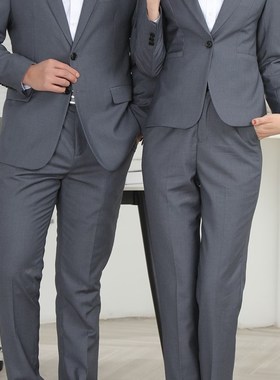 成都上班服商务西装绅士西服男女销售上班灰色西装套装正装4S店工