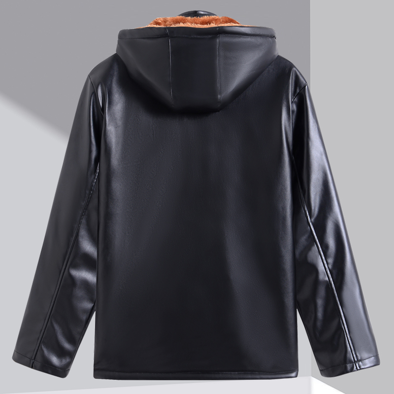 男士皮衣皮裤套装加绒厚外套外卖骑手代驾防风保暖抗寒工装皮棉衣