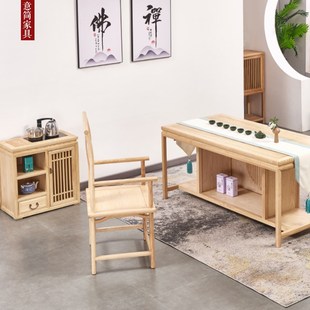 新中式 茶水柜实木餐边柜家用客厅储物收纳置物架烧水壶一体小户型