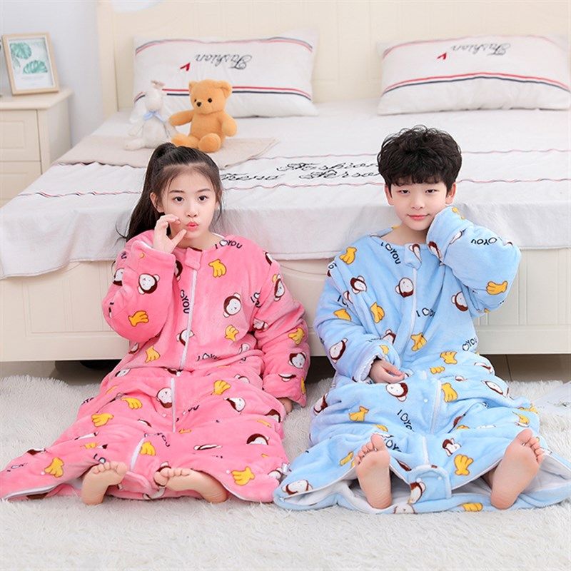 婴儿童睡袋春秋款秋冬季加厚宝宝中大童小童男童防踢被子神器冬天