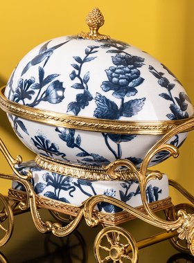 欧式客厅纯铜马鹿拉车奢华摆设 美式家居壁炉玄关酒柜装饰品摆件