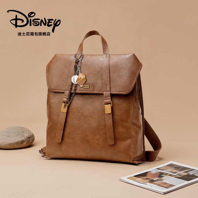 迪士尼双肩包女2026新款背包旅游旅行轻便高颜值电脑包书包皮质