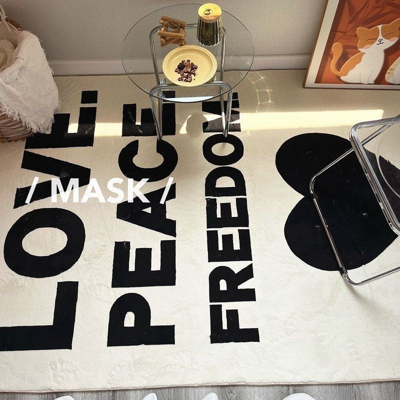 in风仿羊绒地毯客厅沙发茶几毯英文字母家用洗卧室保暖床边毯