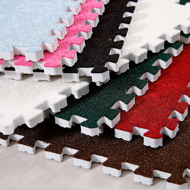 卧室满铺绒面飘窗床边地毯拼图儿童房拼接短绒韩式泡沫地垫大号60