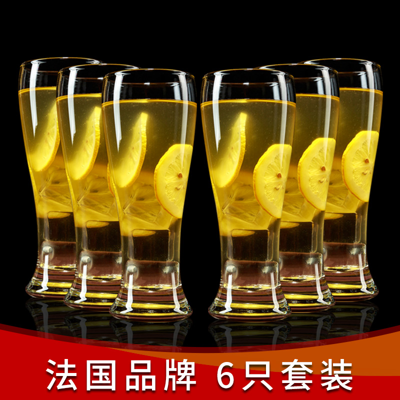 家用玻璃杯啤酒杯 小麦啤酒杯耐热水杯果汁杯饮料杯牛奶杯6只装