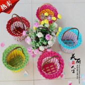 儿童表演帽手提蓝子水果篮子竹篮手工编演出舞蹈舞台道具装 饰