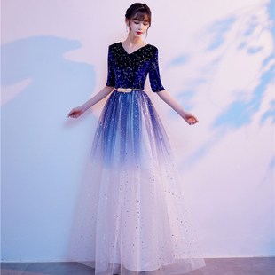 大合唱团演出服女长裙气质指挥服装学生成人合唱宴会主持人晚礼服