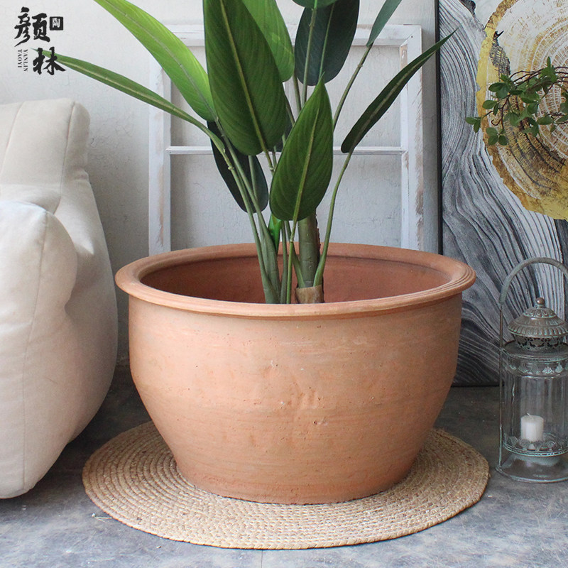 水盆缸陶盆陶缸老式养鱼缸盆荷花盆土盆红陶缸鱼盆养睡莲浅盆浮萍