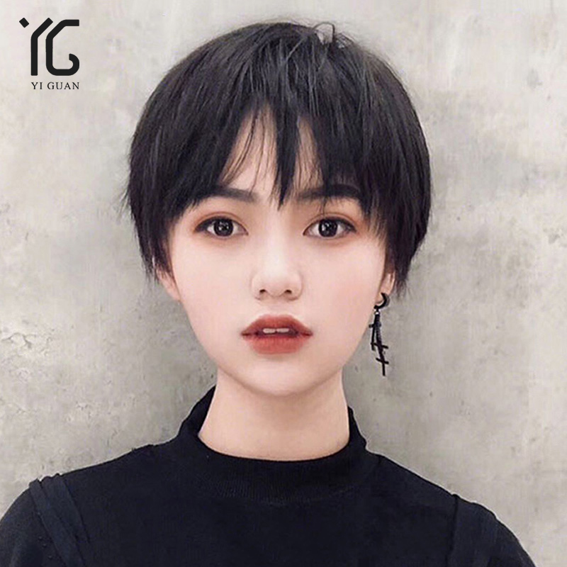 假发女短发真发波波头中短发型自然真人发丝2021新款时尚全头套