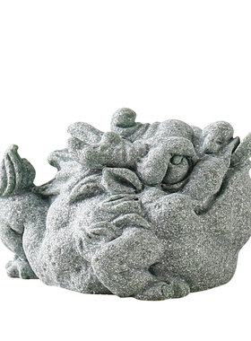国潮风小动物手把件茶宠摆件创意青砂石悟空金蟾兔子鱼缸造景装饰