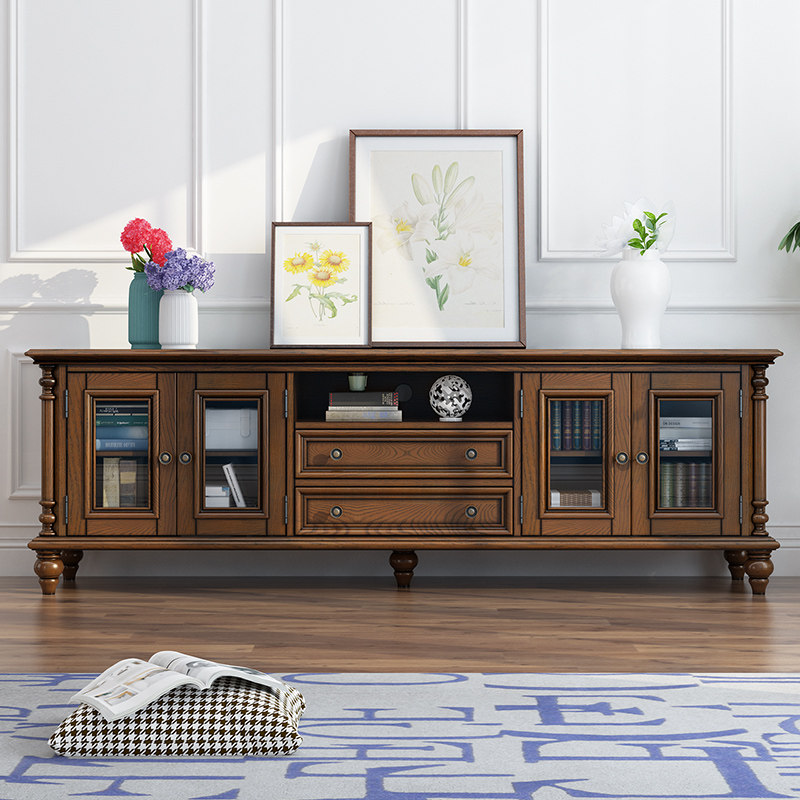 美式电视柜全实木白蜡木茶几电视柜组合客厅复古乡村简约影视地柜