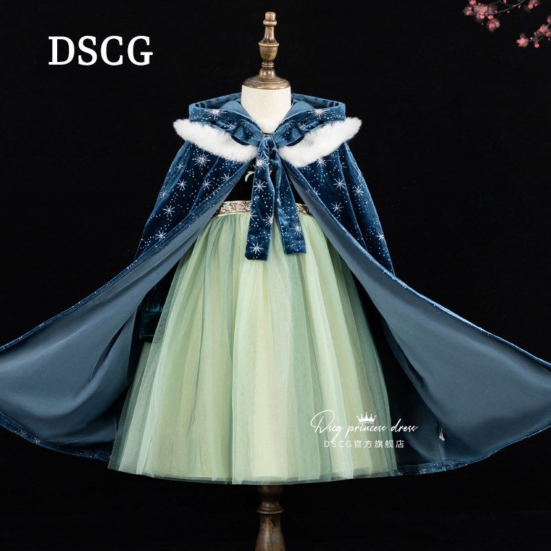 安娜公主裙女童春秋迪斯尼Anna高级感加绒儿童COS生日礼连衣裙冬