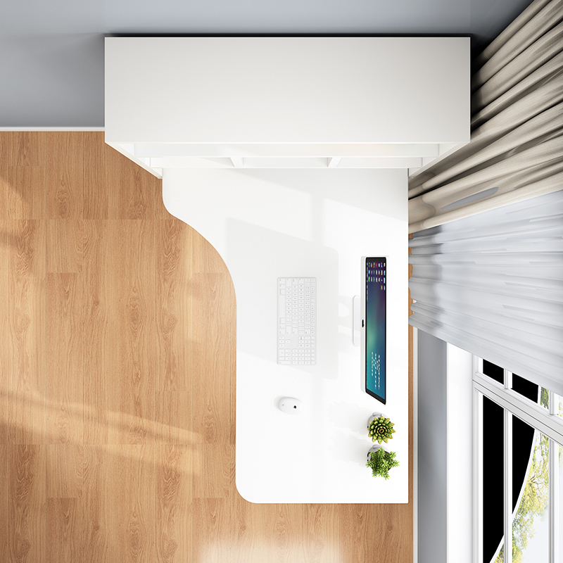 转角书桌书架一体带书柜简约家用卧室电脑桌台式学生学习写字桌子