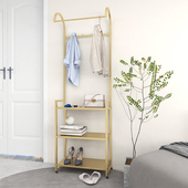 轻奢铁艺衣帽架落地卧室置物架多功能移动衣架家用简易收纳挂衣架