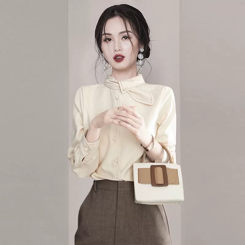 法式设计感高级兔儿领衬衫女2025春装新款女装小众轻熟风御姐上衣