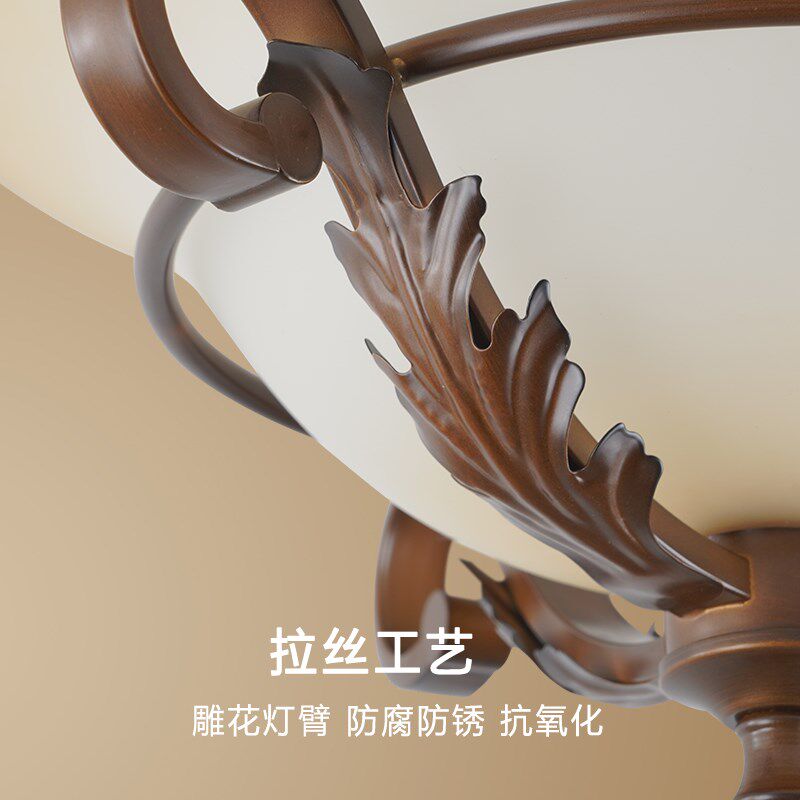 极有家 美式吸顶灯卧室灯阳台灯大气别墅过道灯复古led半吸顶吊灯