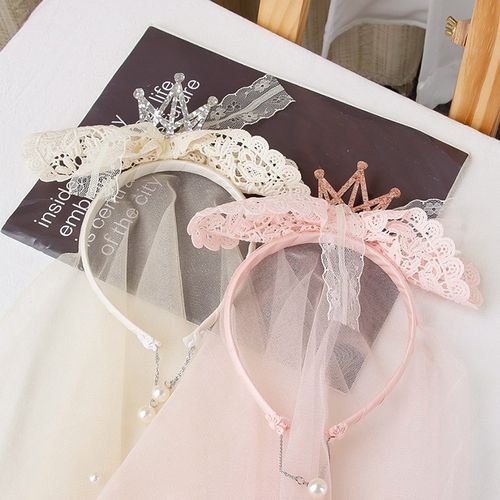 公主头饰发箍女童婚礼婚纱白色皇冠小女孩饰品周岁生日宝宝发饰