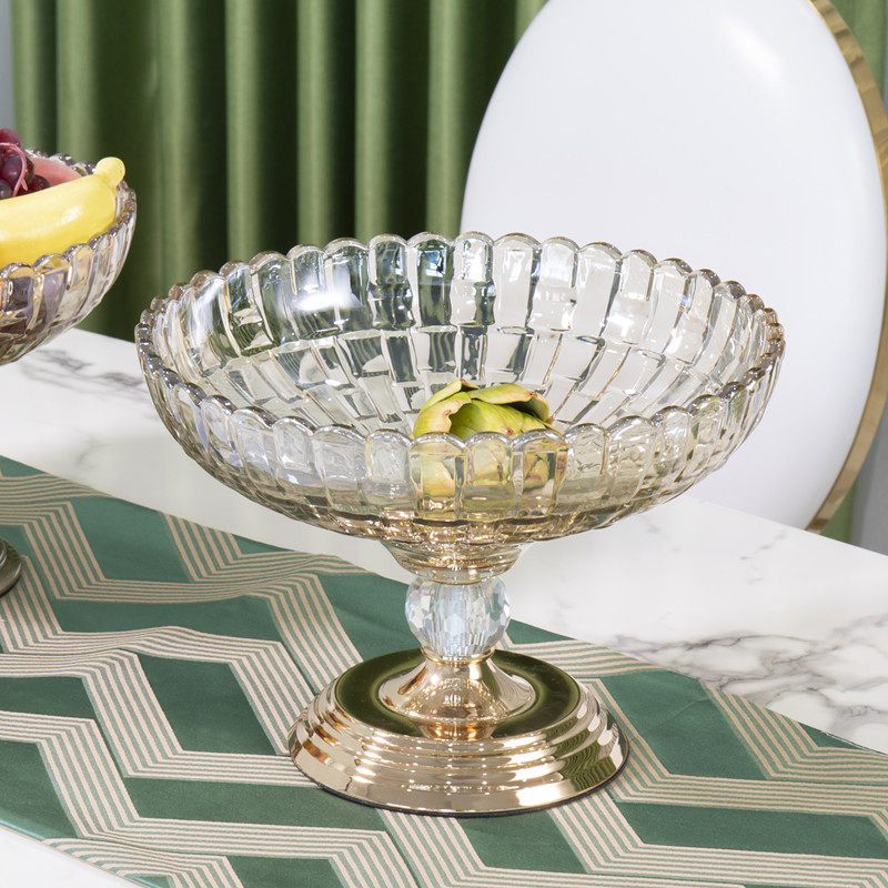 欧式水晶玻璃果盘轻奢家用客厅茶几零食盘水果盘家居糖果罐装饰品,家居饰品,果盘/果篓,淘宝优惠券,粉丝福利购,淘宝优惠卷
