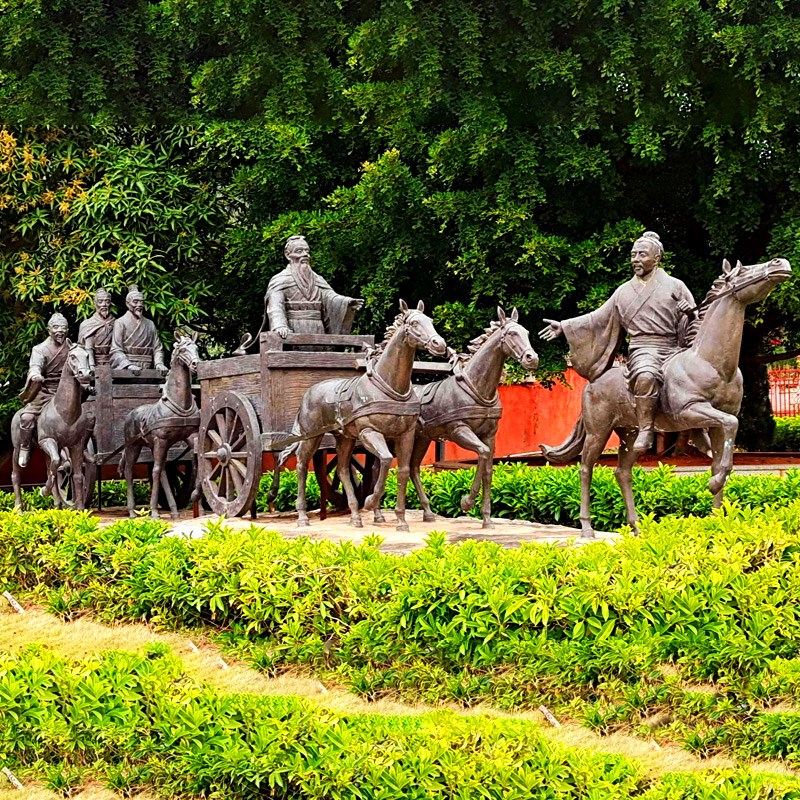 古代名人孔子周游列国雕塑历史文化大型仿铜玻璃钢人物雕像定制