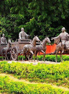 古代名人孔子周游列国雕塑历史文化大型仿铜玻璃钢人物雕像定制