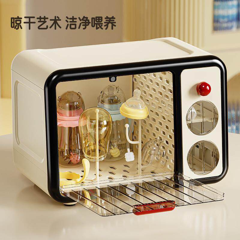 日本桌面水杯置物架防尘奶瓶沥水收纳架客厅折叠小型茶具收纳柜
