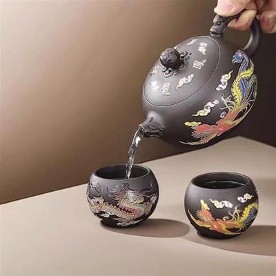 佳美品遇热变色紫砂壶龙凤呈祥茶具套装西施凤鸣壶家用正品泡茶壶