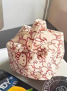 2025新款可爱KT豆腐包迷你杂物零钱收纳立体大容量可携式手提化妆