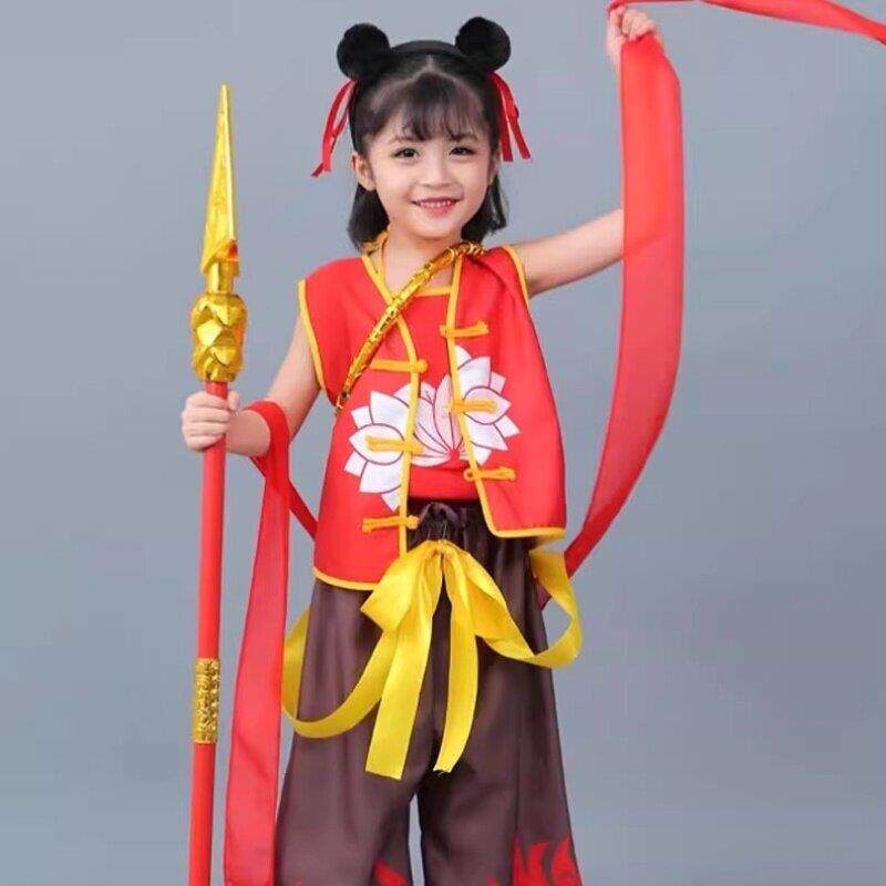 肚兜婴儿护肚哪咤cos服装全套防着凉周岁百天拍照服演出服饰