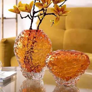 【设计款花瓶】高级感大号琥珀色轻奢水培插花创意餐桌客厅花器