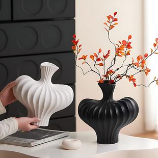 高级感花瓶仿陶瓷塑料防摔花器摆件客厅插花侘寂风水培鲜花装饰品