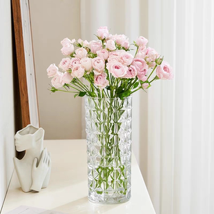 亚克力花瓶防摔摆件客厅插花轻奢高级感透明水培富贵竹专用花器大