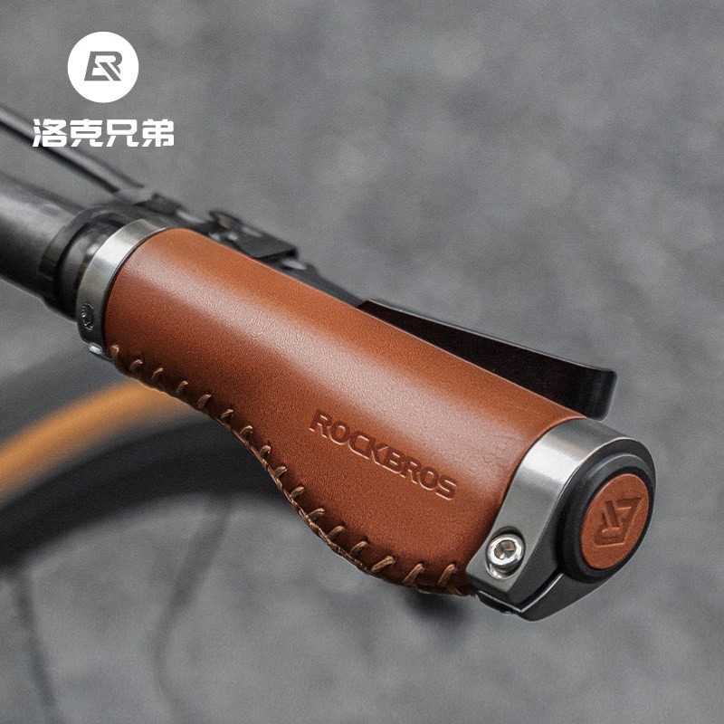 洛克兄弟牛皮复古可锁自行车把套