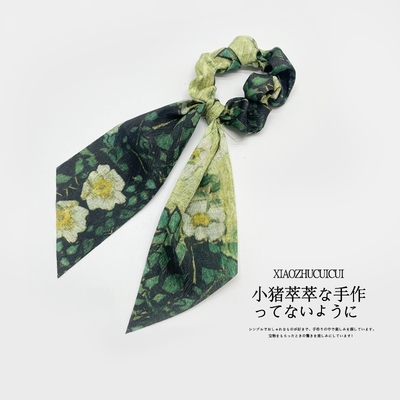 新款野玫瑰梵高飘带大肠发圈