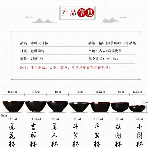 嘉瑞吉州窑木叶盏茶杯s主人杯单杯木叶天目盏建盏杯礼盒装