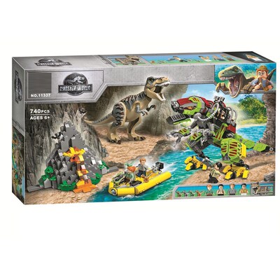 拼罗纪霸王龙大战机甲子龙75938男孩恐侏装中国积木儿童V玩具1133