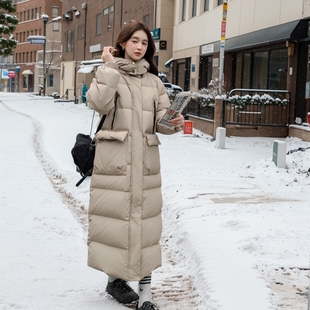 超长款羽绒棉服女过膝到脚踝2023新款韩系宽松加厚中戏面包服棉衣