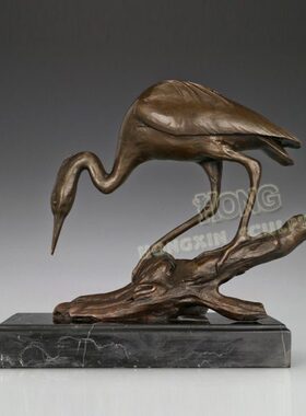 铜雕白鹭AL281书房办公室家居室内摆件软装家饰动物工艺礼品包邮